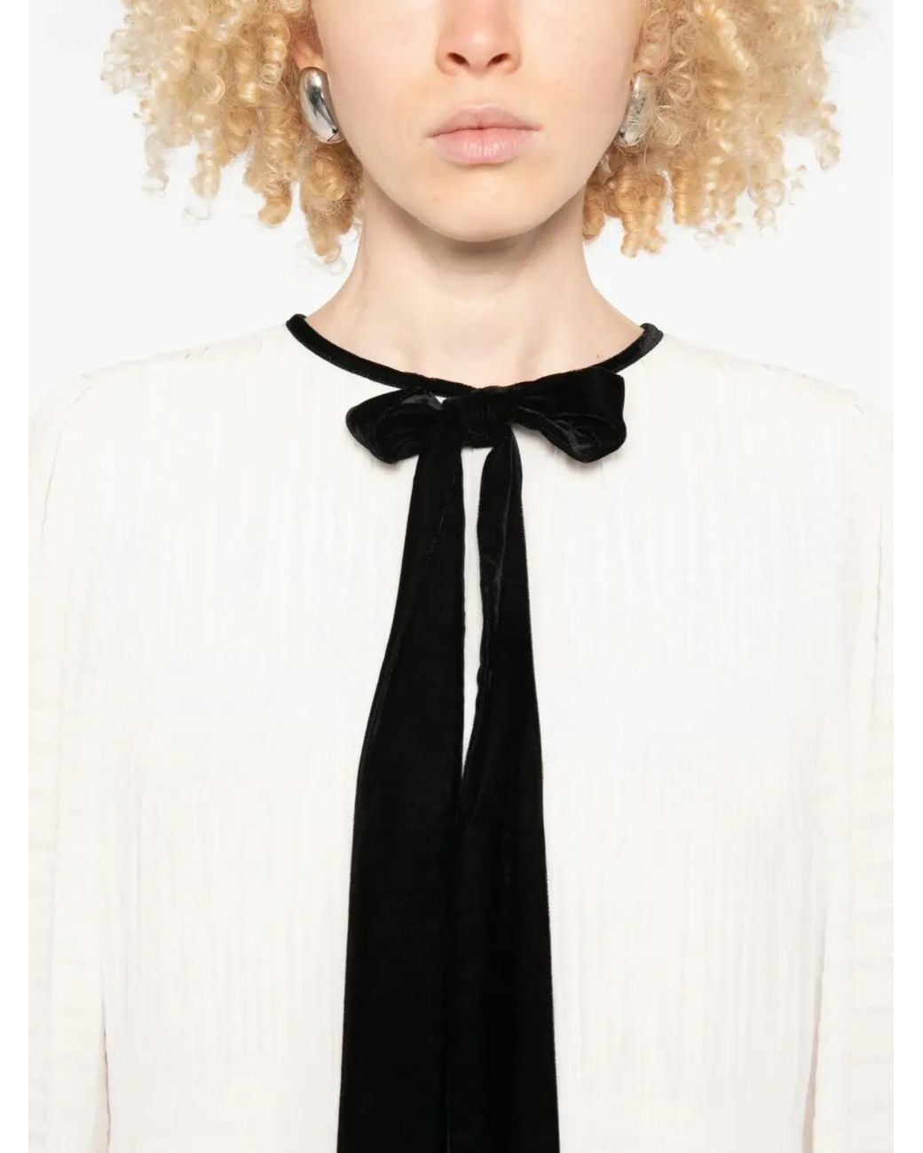 Pinko White Bow-Detail Mini Dress