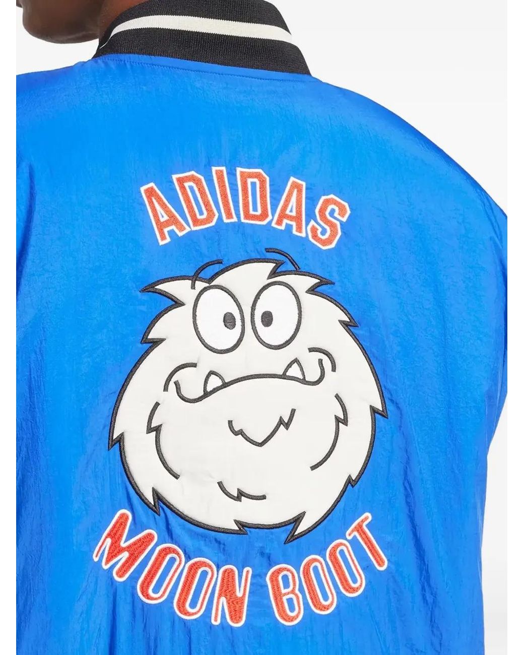 Adidas Blue Press-Stud Fastening Bomber Jacket