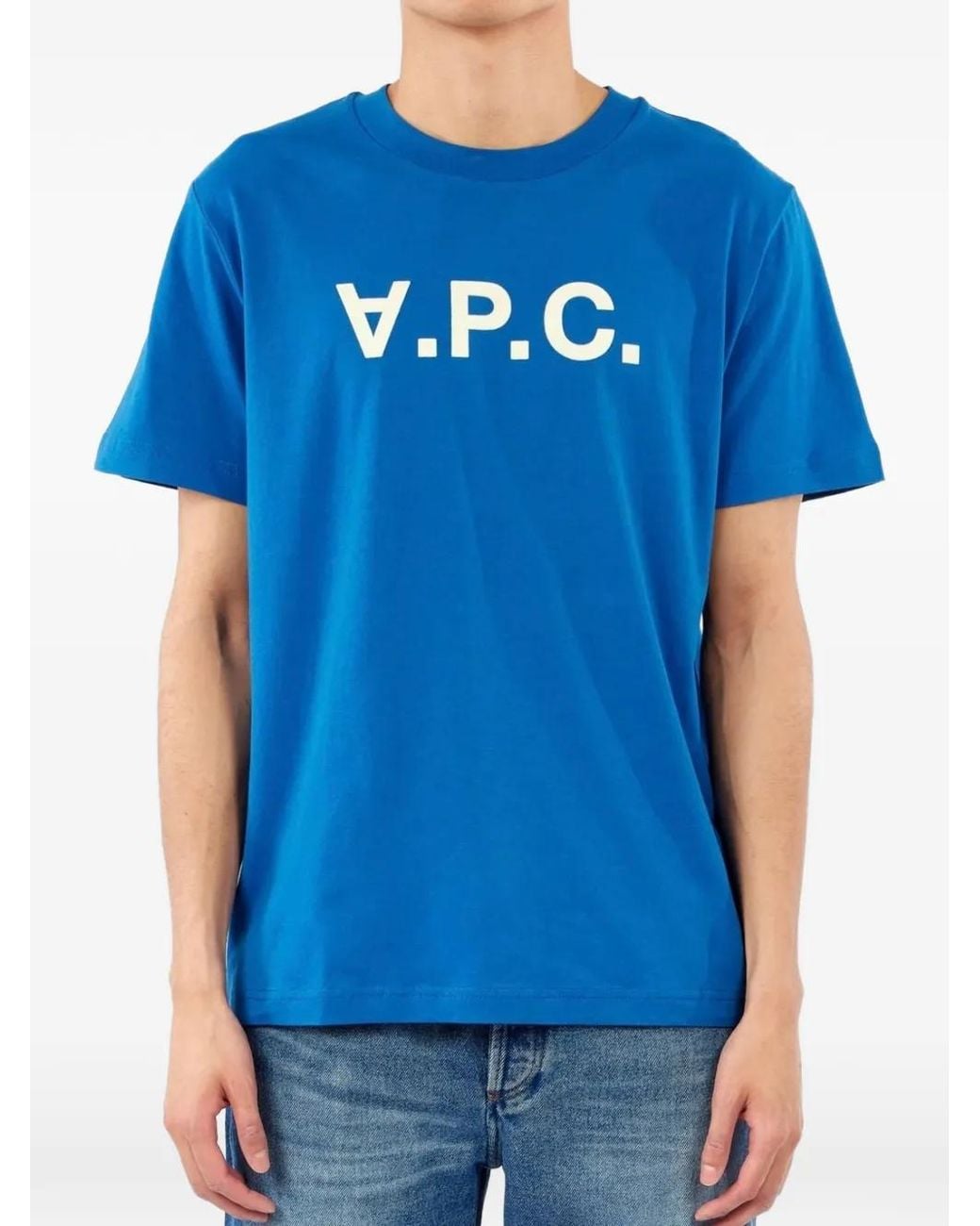A.P.C. Blue Logo-Print T-Shirt for men
