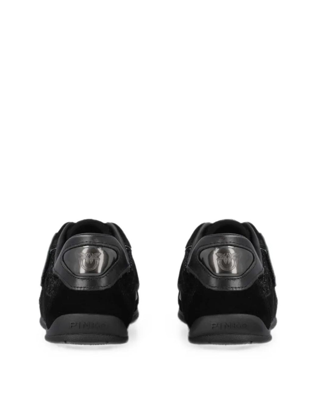Pinko Black Sequin-Embellished Touch-Strap Sneakers