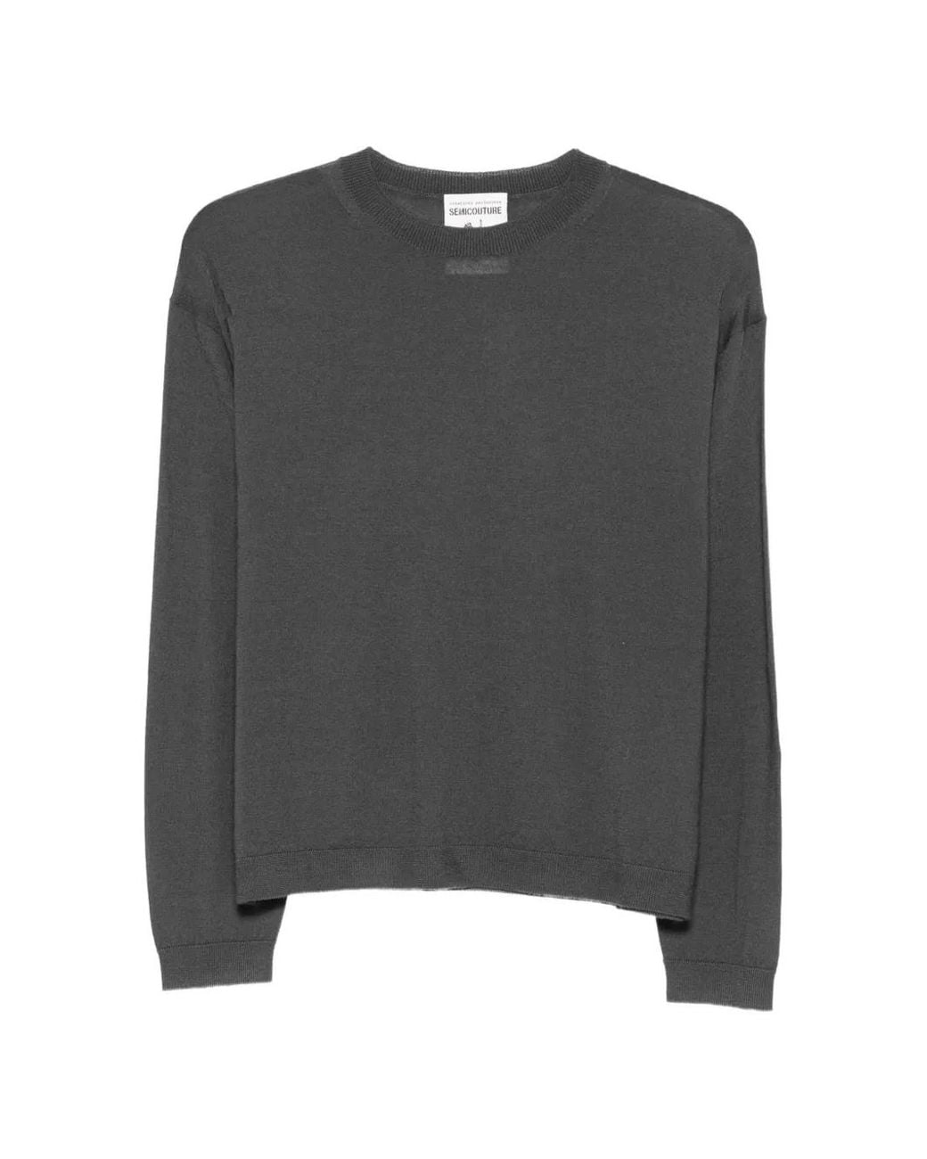 Semicouture Gray Haley Fine-Knit Wool Sweater