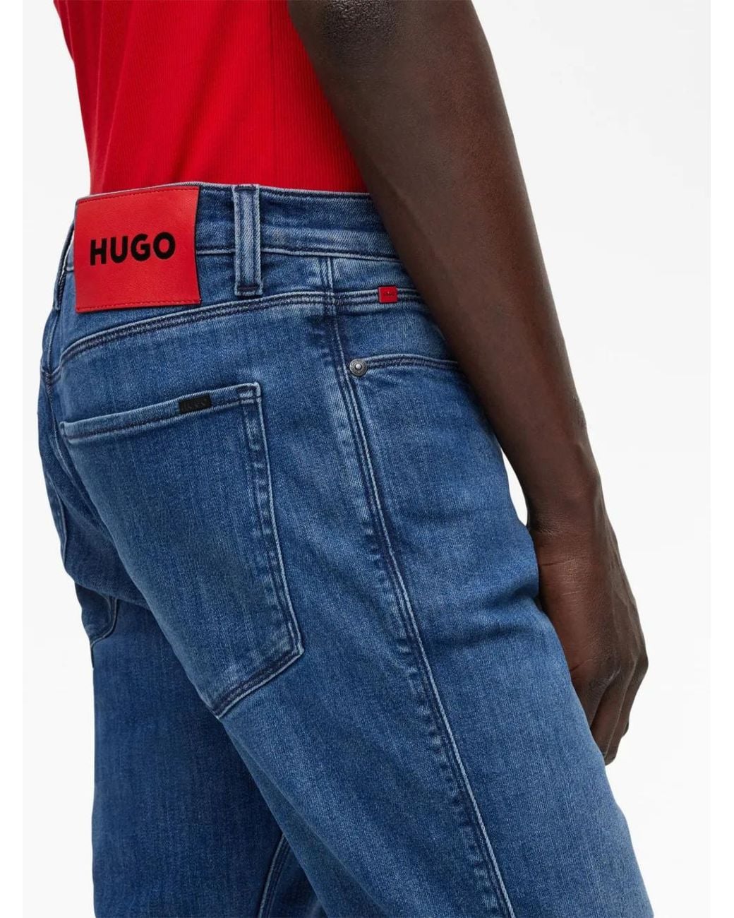 HUGO Blue Mid-Rise Slim Jeans for men