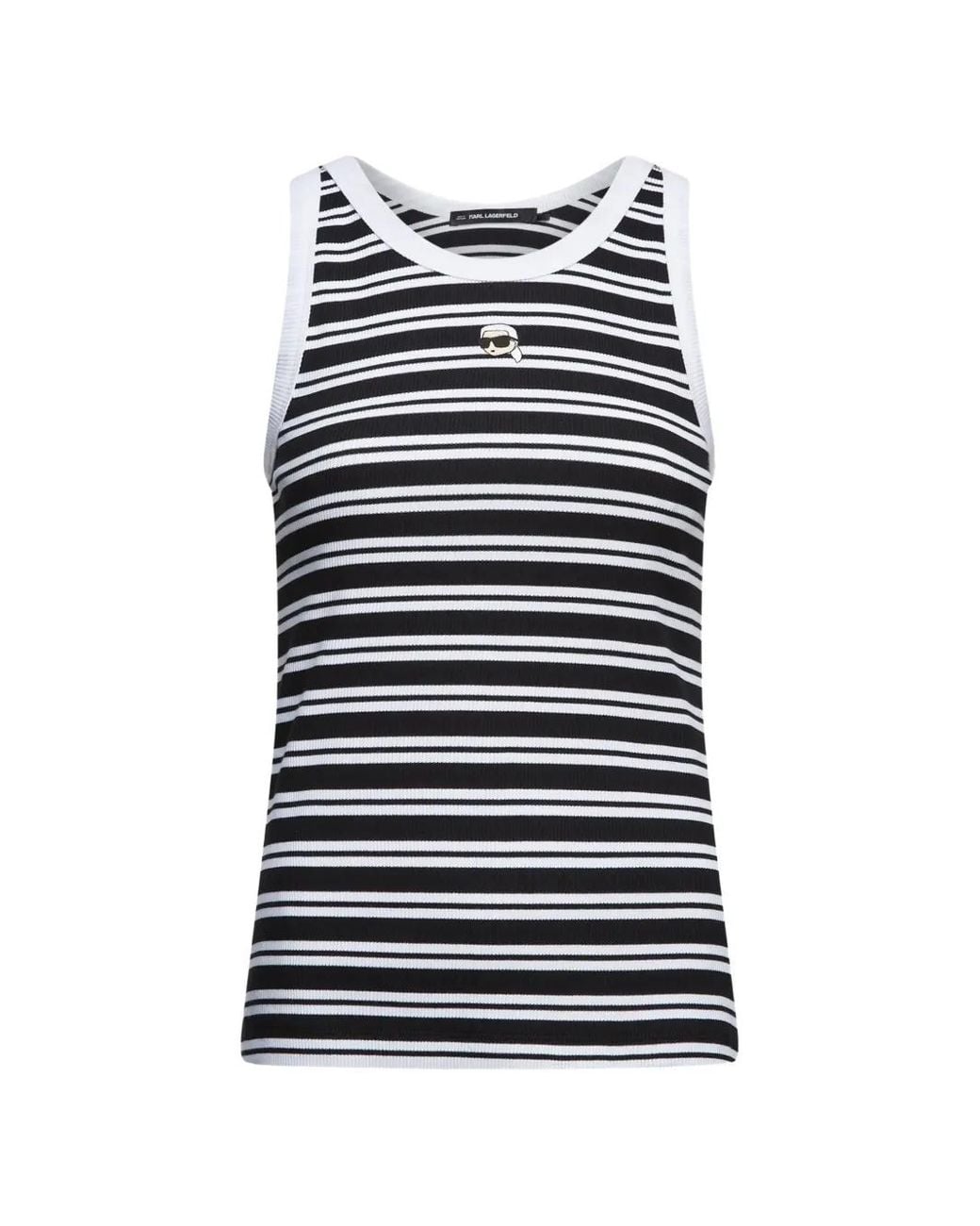 Karl Lagerfeld Black Ikon Striped Tank Top