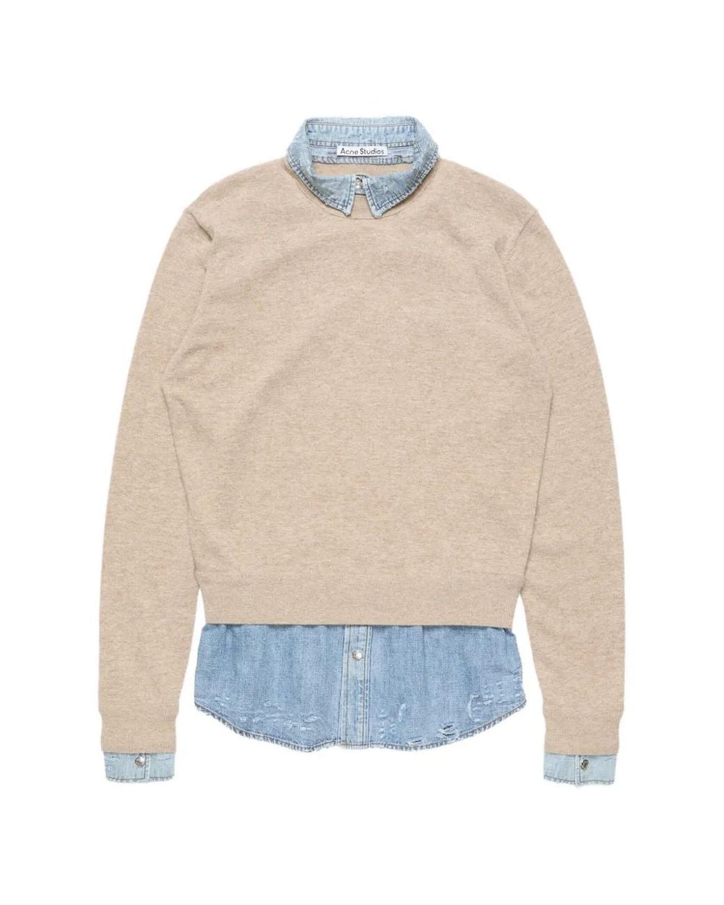 Acne White Layered Wool Sweater