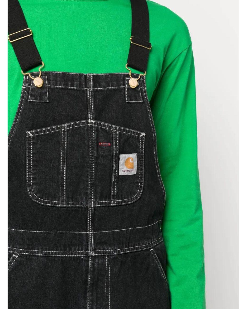 Carhartt Black Bib Denim Cotton Overall for men