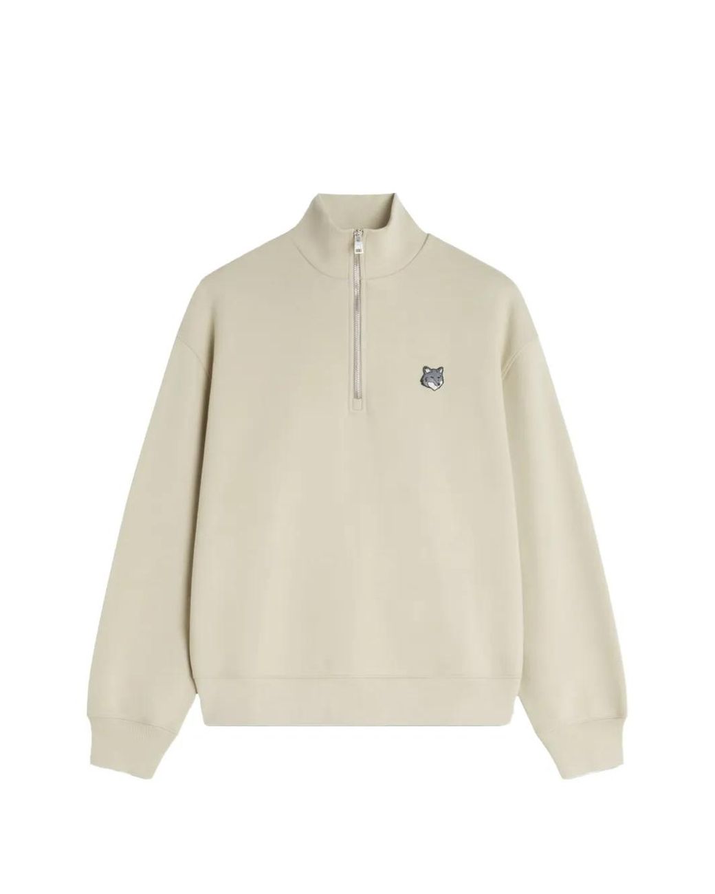Maison Kitsuné Natural Maison Kitsuné Fox Head Comfort Half Zip Sweatshirt for men