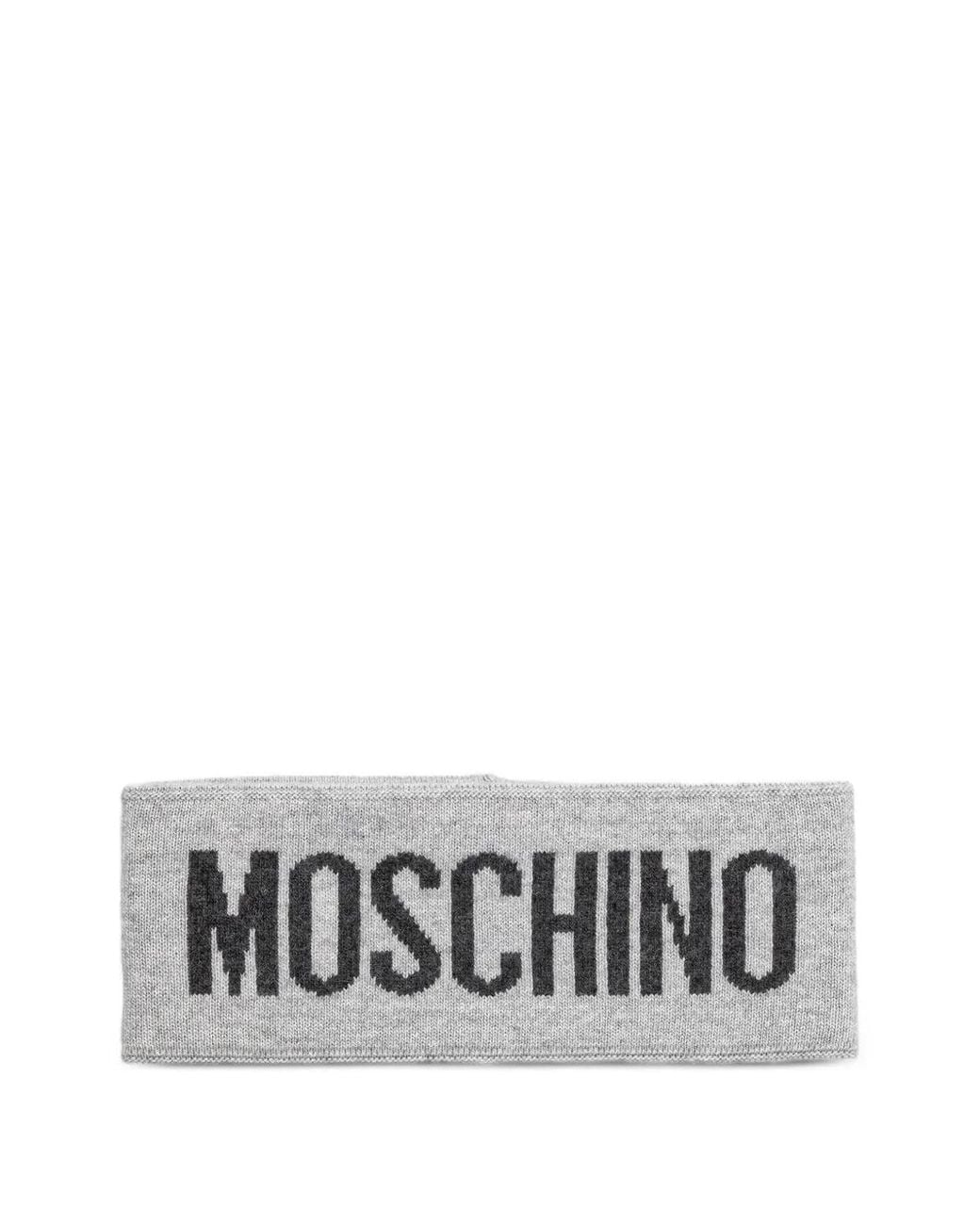 Moschino White Logo-Intarsia Knitted Headband