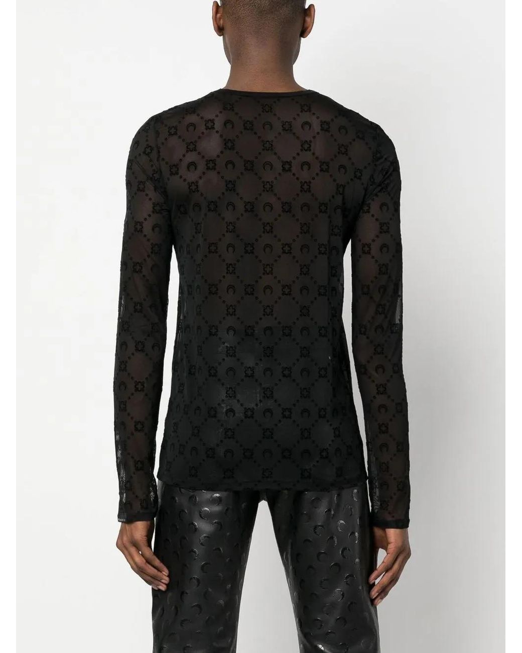 MARINE SERRE Black Moonogram-Pattern Long-Sleeve T-Shirt for men