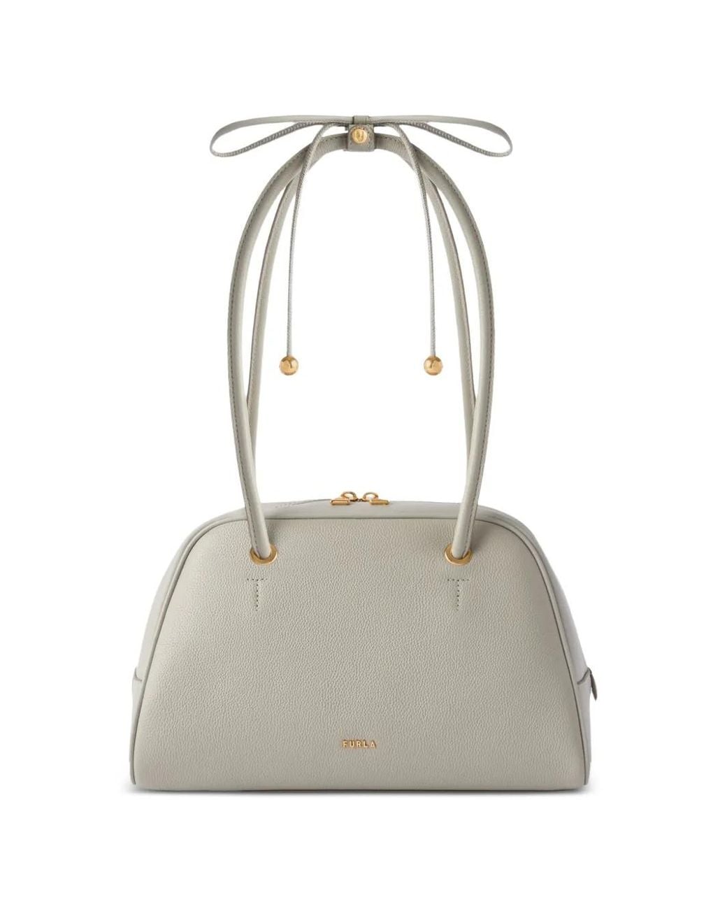 Furla Gray Medium Dome Leather Tote Bag