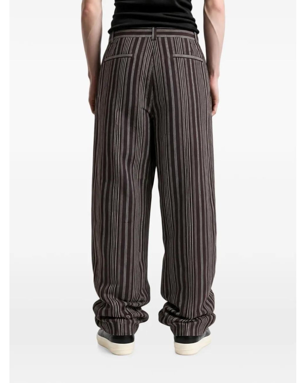 The Elder Statesman Gray Striped Straight-Leg Trousers