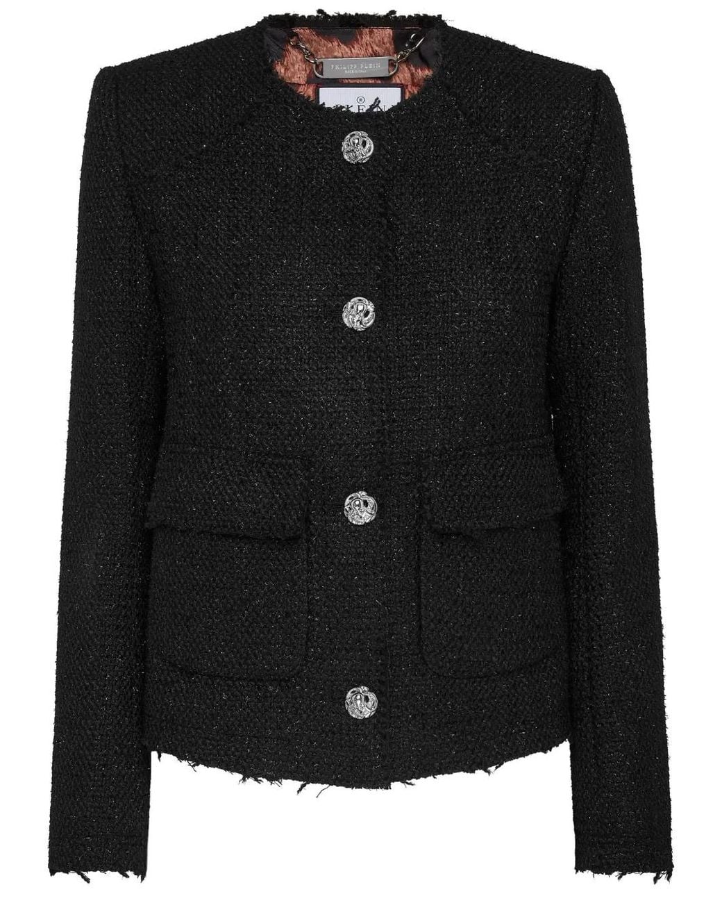 Philipp Plein Black Tweed Jacket