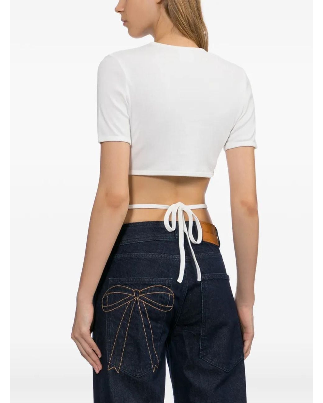 Courreges White Logo-Embroidered T-Shirt