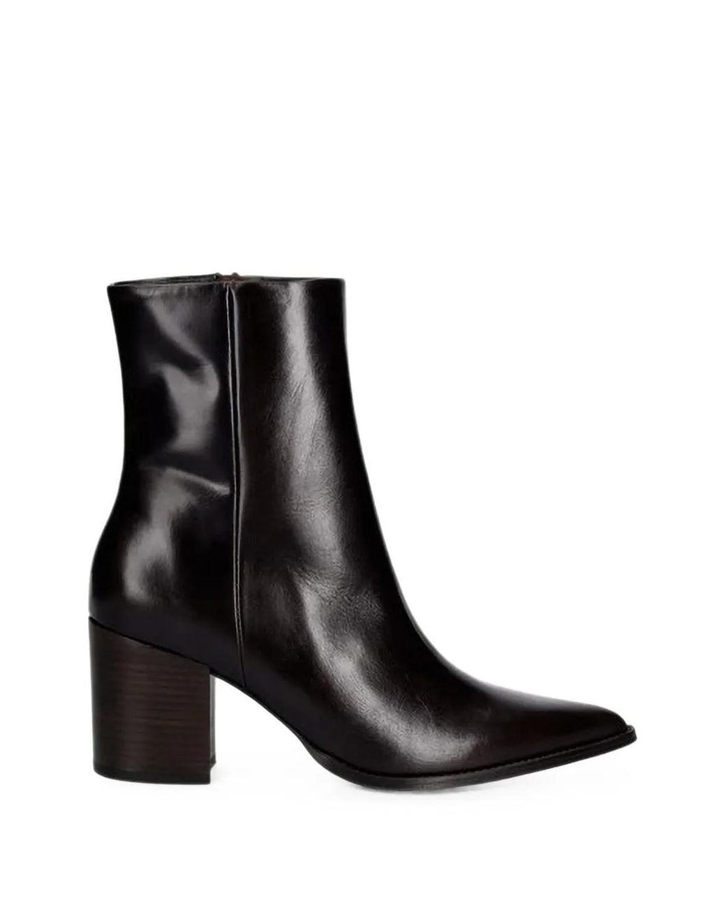 JONAK PARIS Black Pointed-Toe Block-Heel Ankle Boots