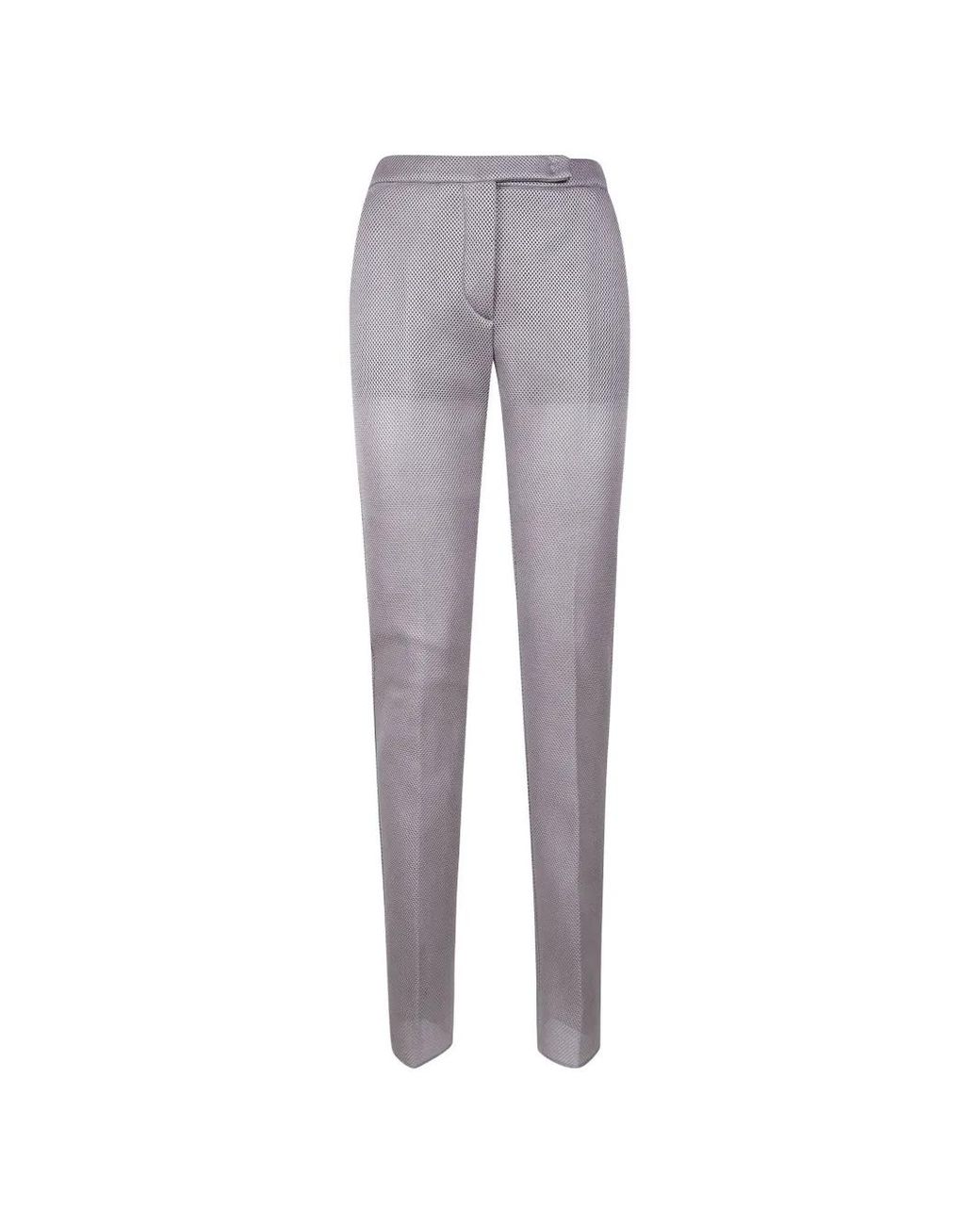 Max Mara Gray Mesh-Textured Slim-Fit Trousers
