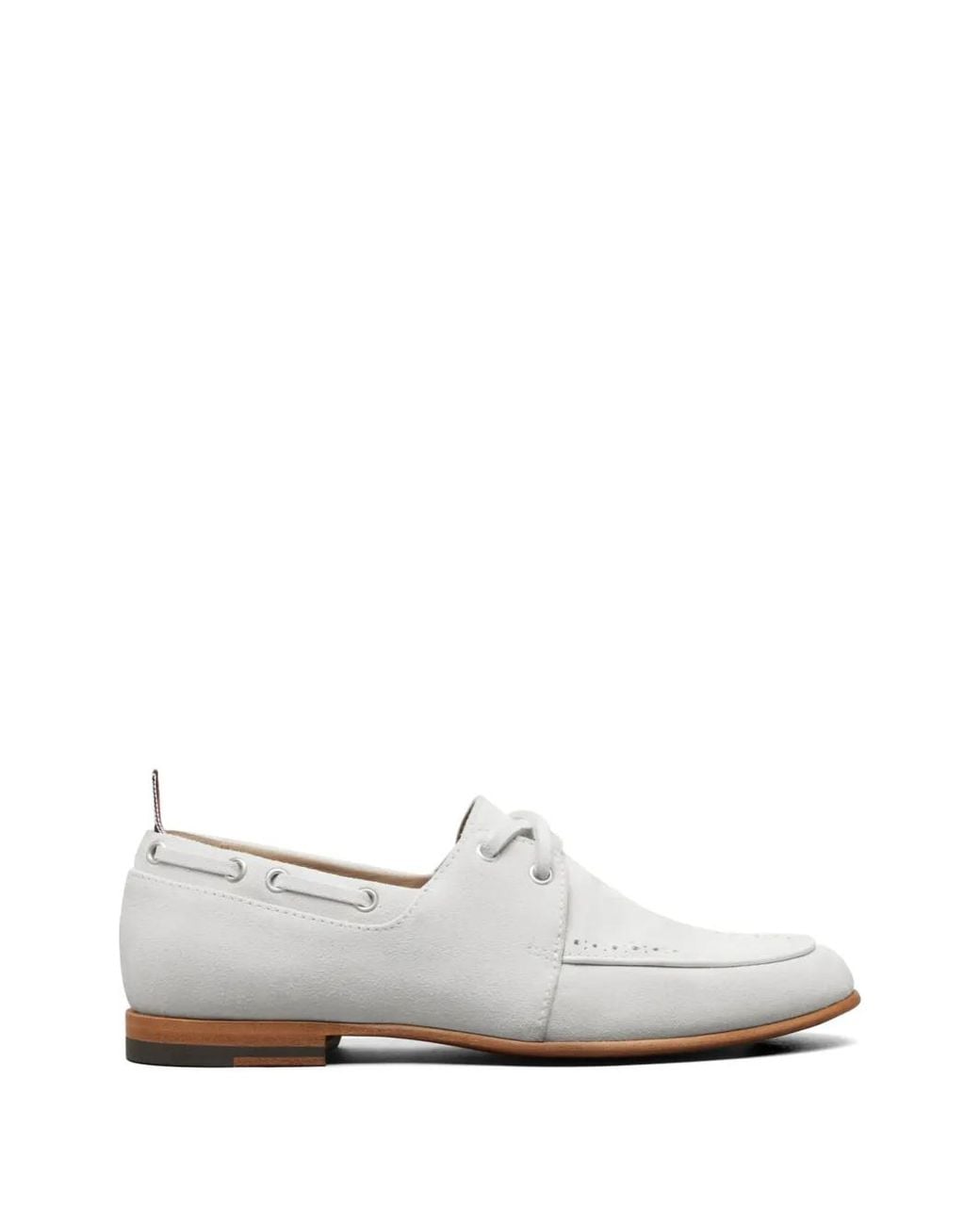 Thom Browne White Suede Flex Leather Sole Boat Shoes