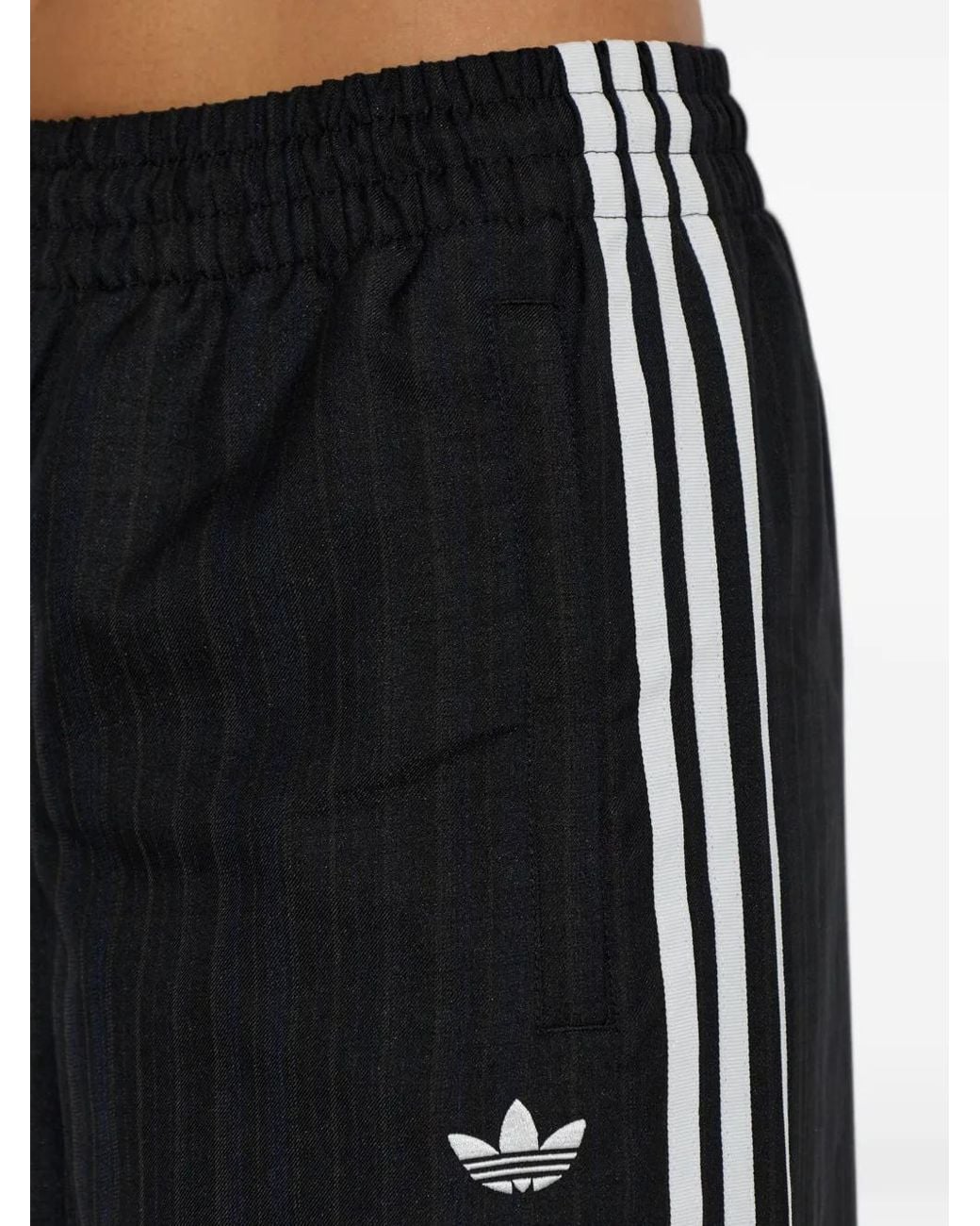 Adidas Black Pantalon Ample À Fines Rayures