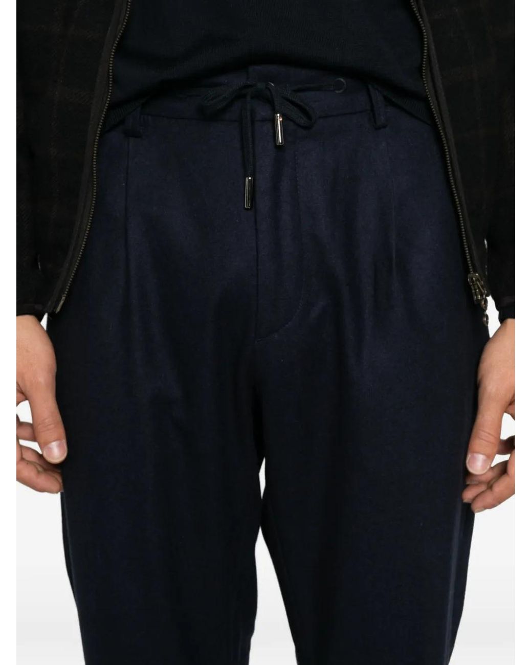 Alberto Gozzi Blue Drawstring-Waist Pleated Trousers for men
