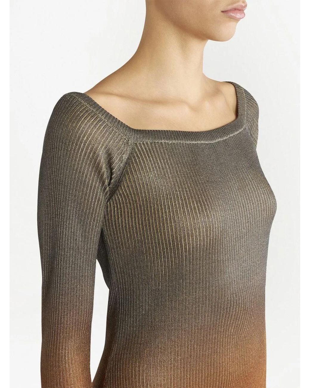 Etro Yellow Gradient-Effect Ribbed-Knit Dress