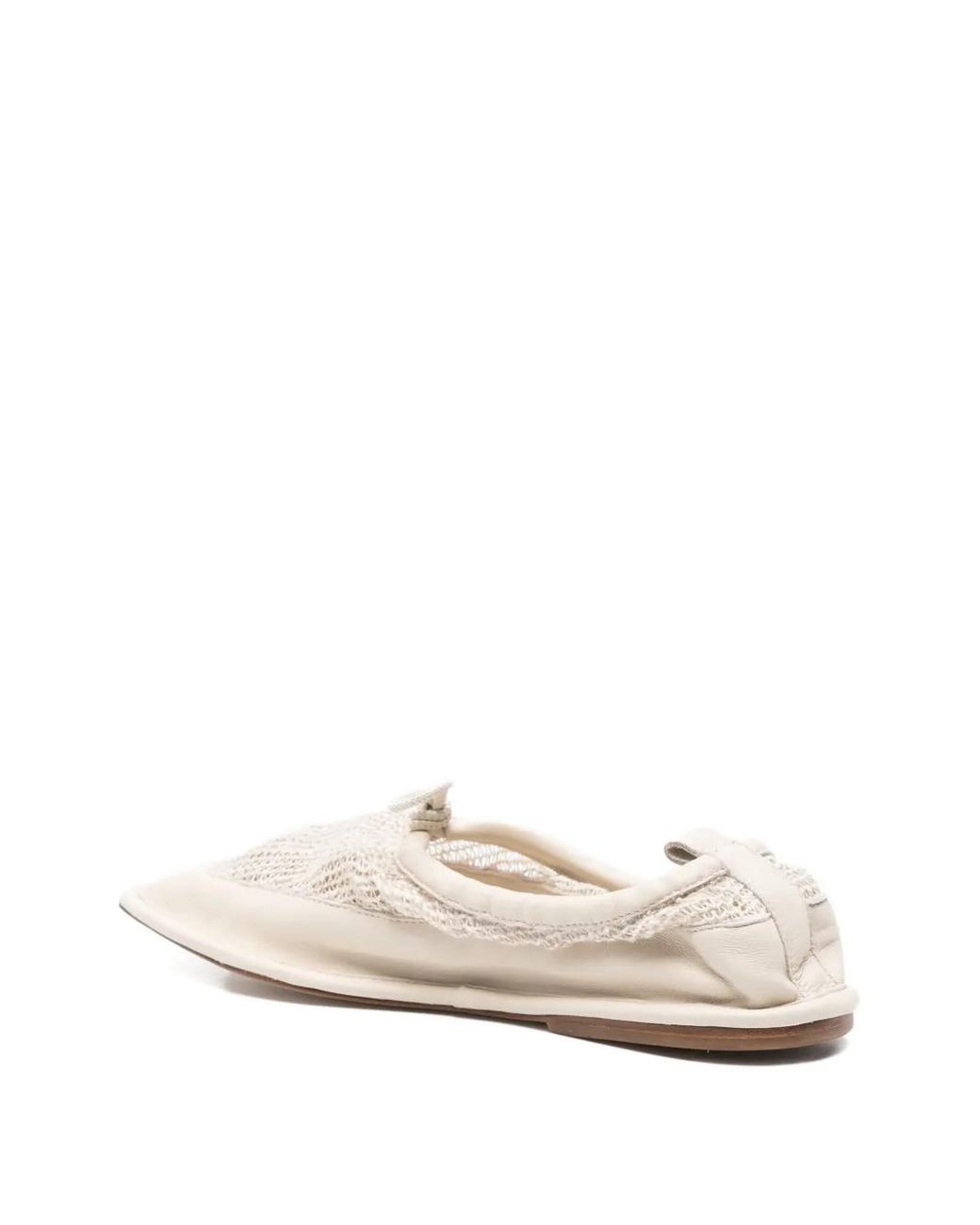 Hereu White Puntera Mesh-Panel Ballet Flats