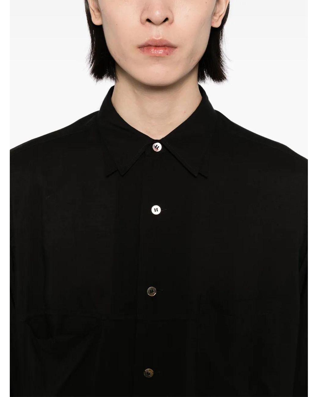 Yohji Yamamoto Black Double Collar Shirt for men