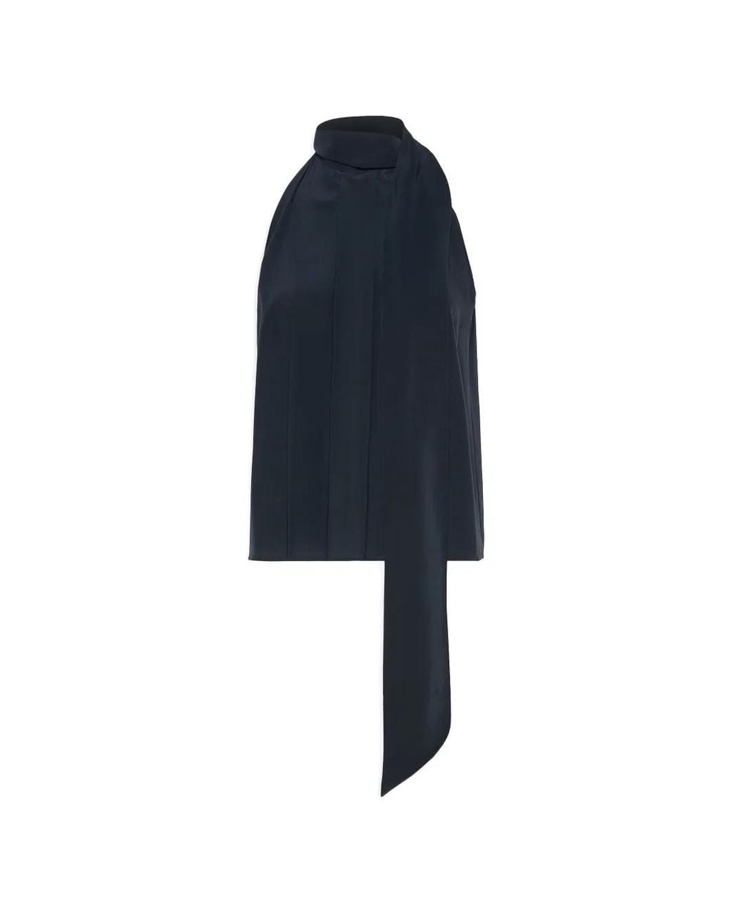 Max Mara Blue Haut Sans Manches À Design Plissé