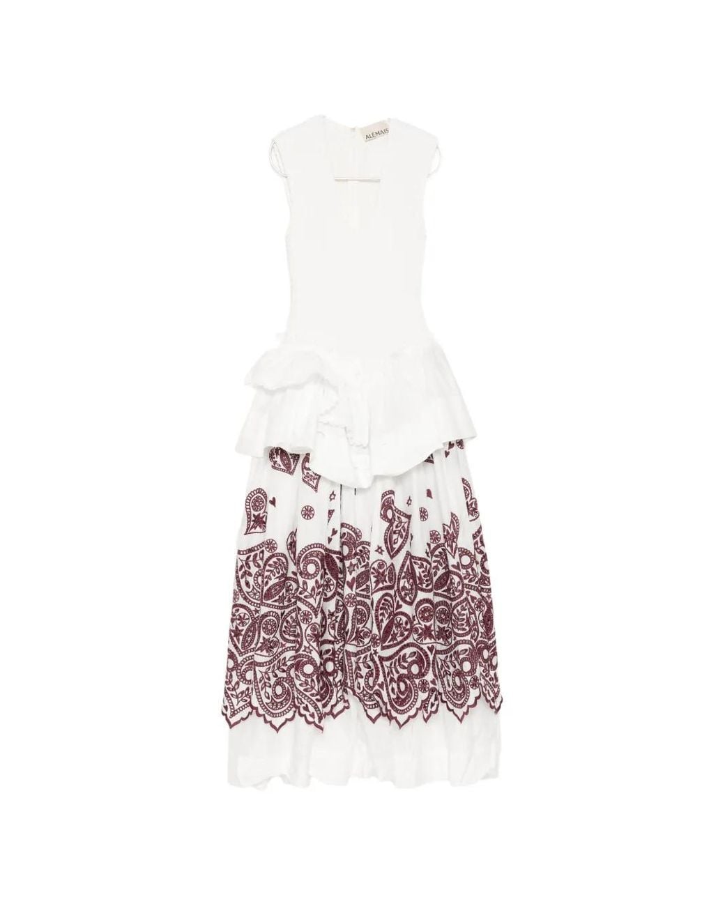 ALÉMAIS White Smocked Embroidered Dress