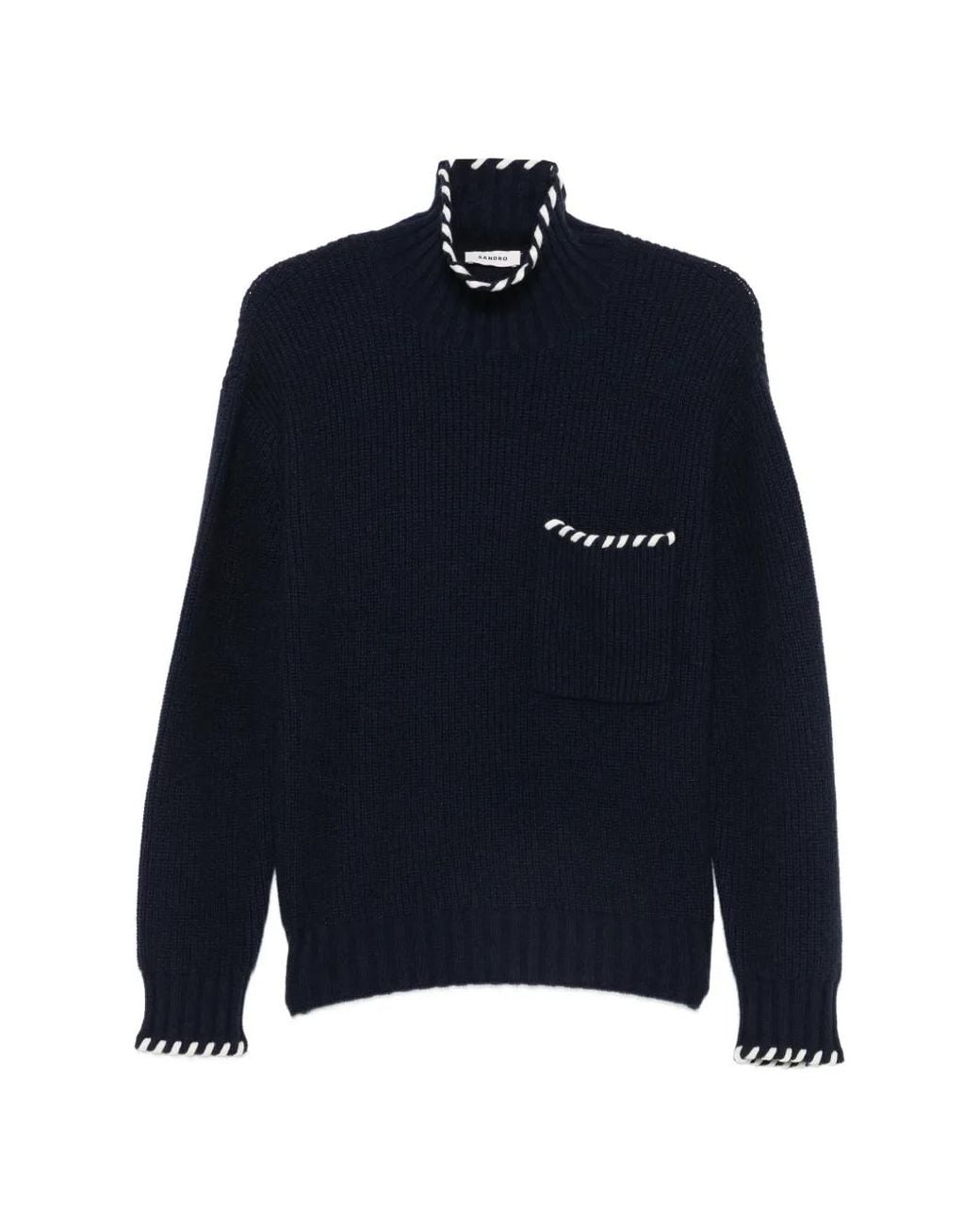 Sandro Blue Ribbed-Knit Sweater