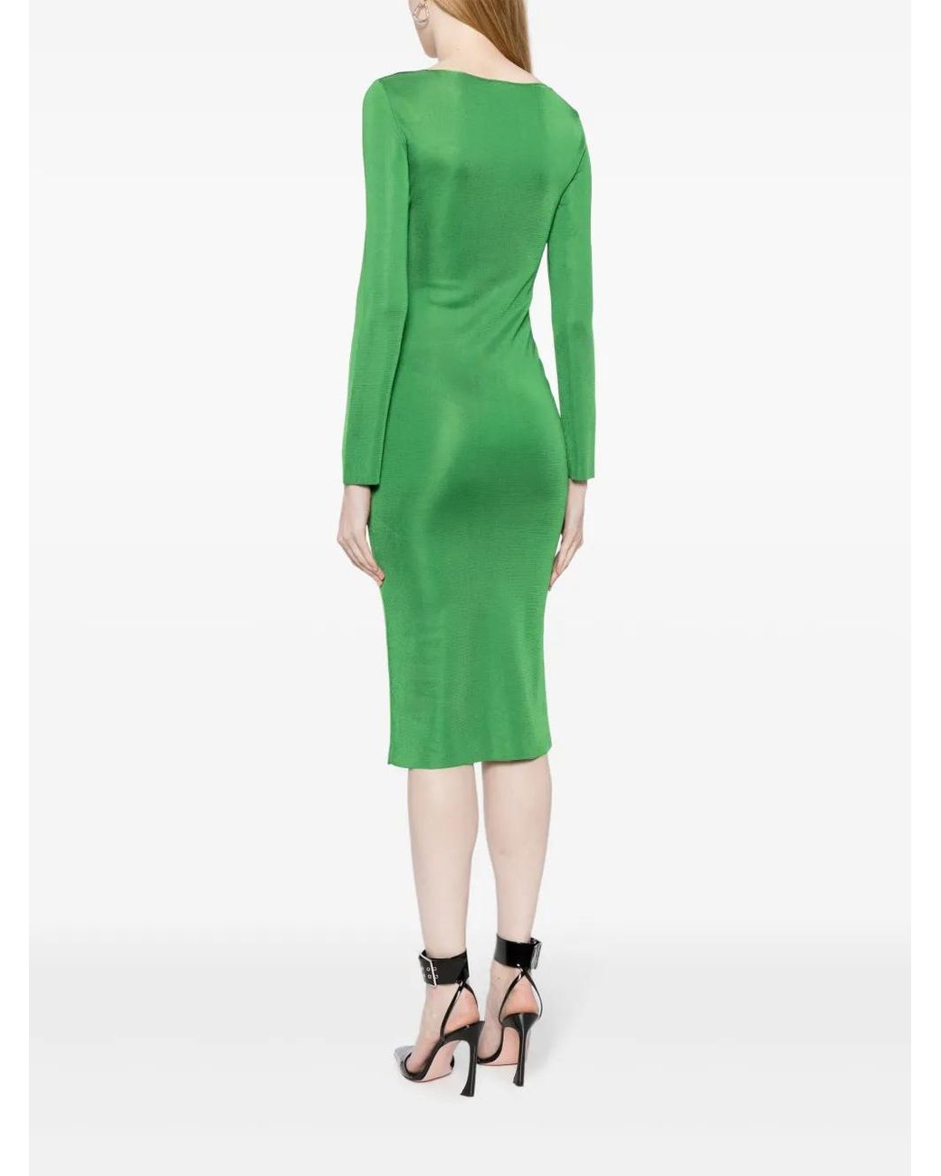 Tom Ford Green High-Shine Cut-Out Midi Dress