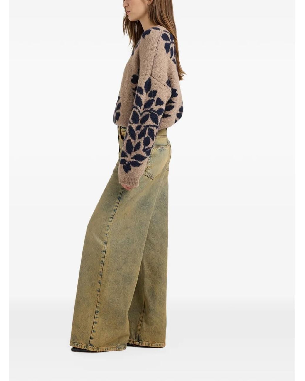 Momoní Green Aoki Wide-Leg Jeans