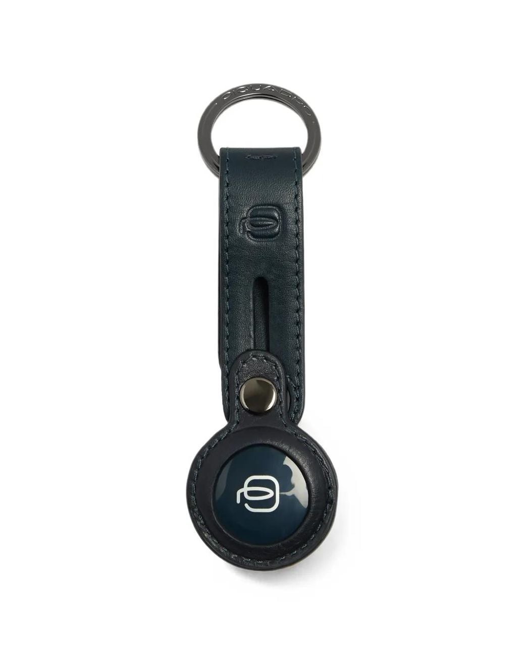 Piquadro White Logo-Debossed Leather Keyring for men