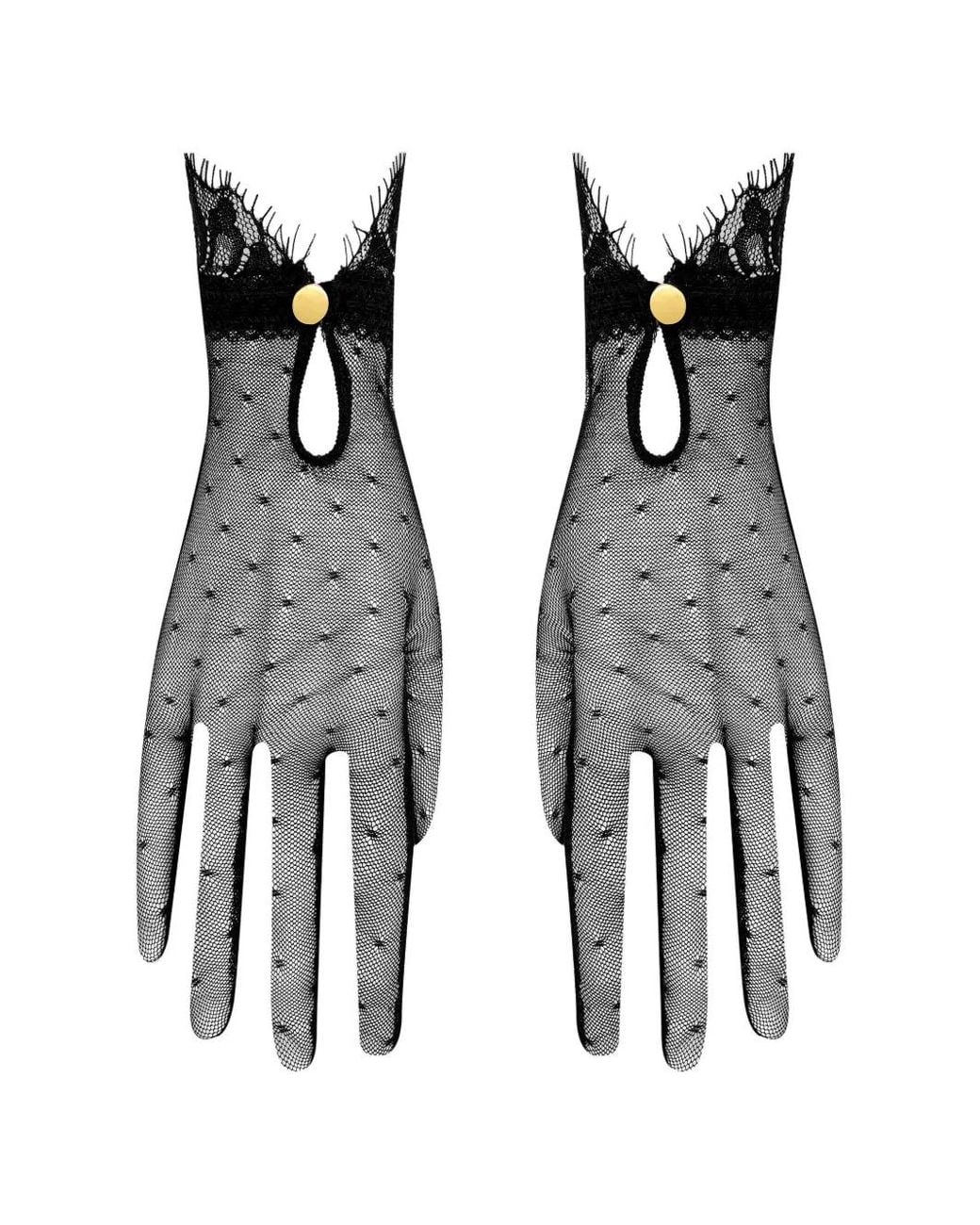 Scandale Black Inspiration Divine Lace-Trim Tulle Gloves