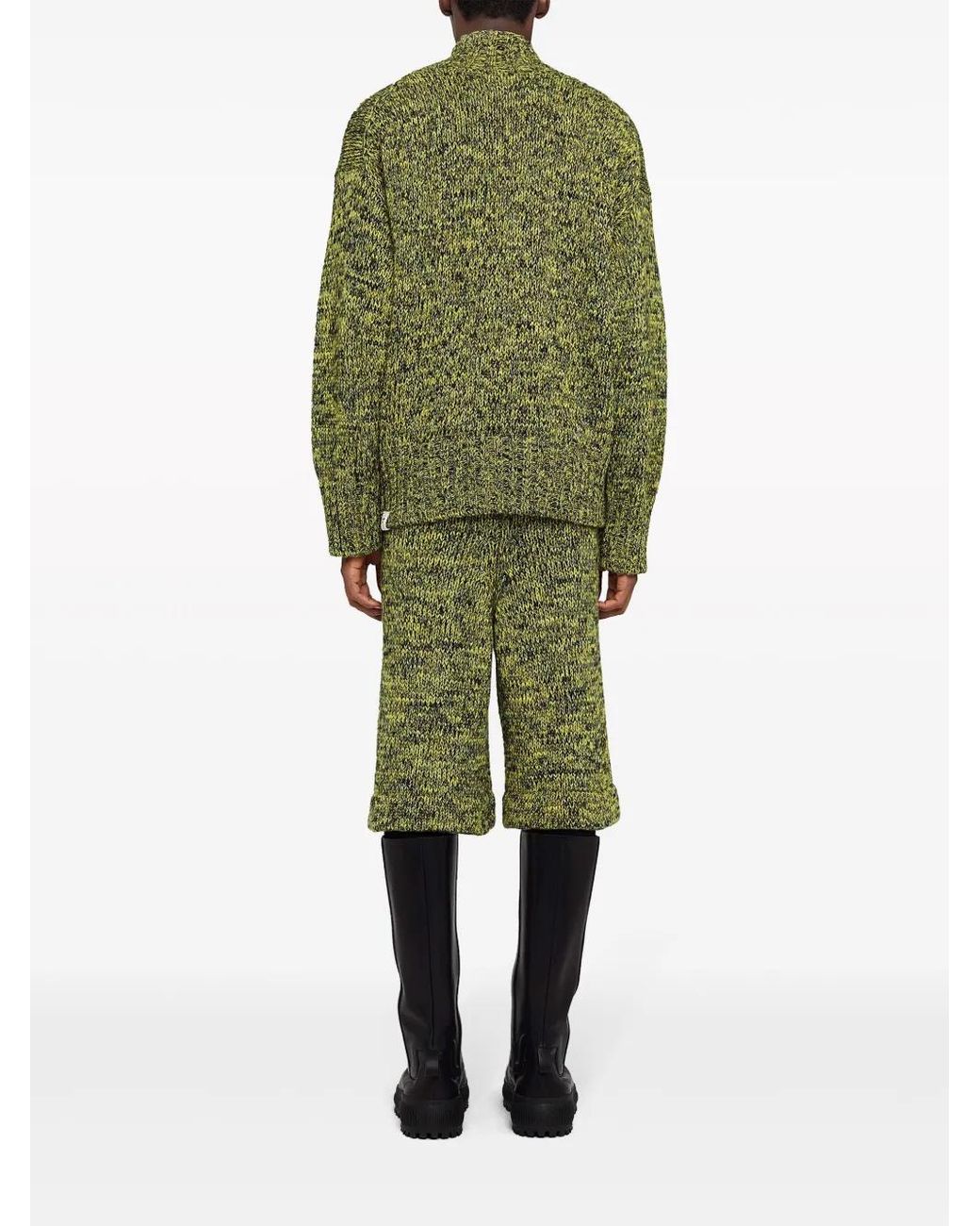 Jil Sander Green Roll-Neck Speckle Wool Jumper for men