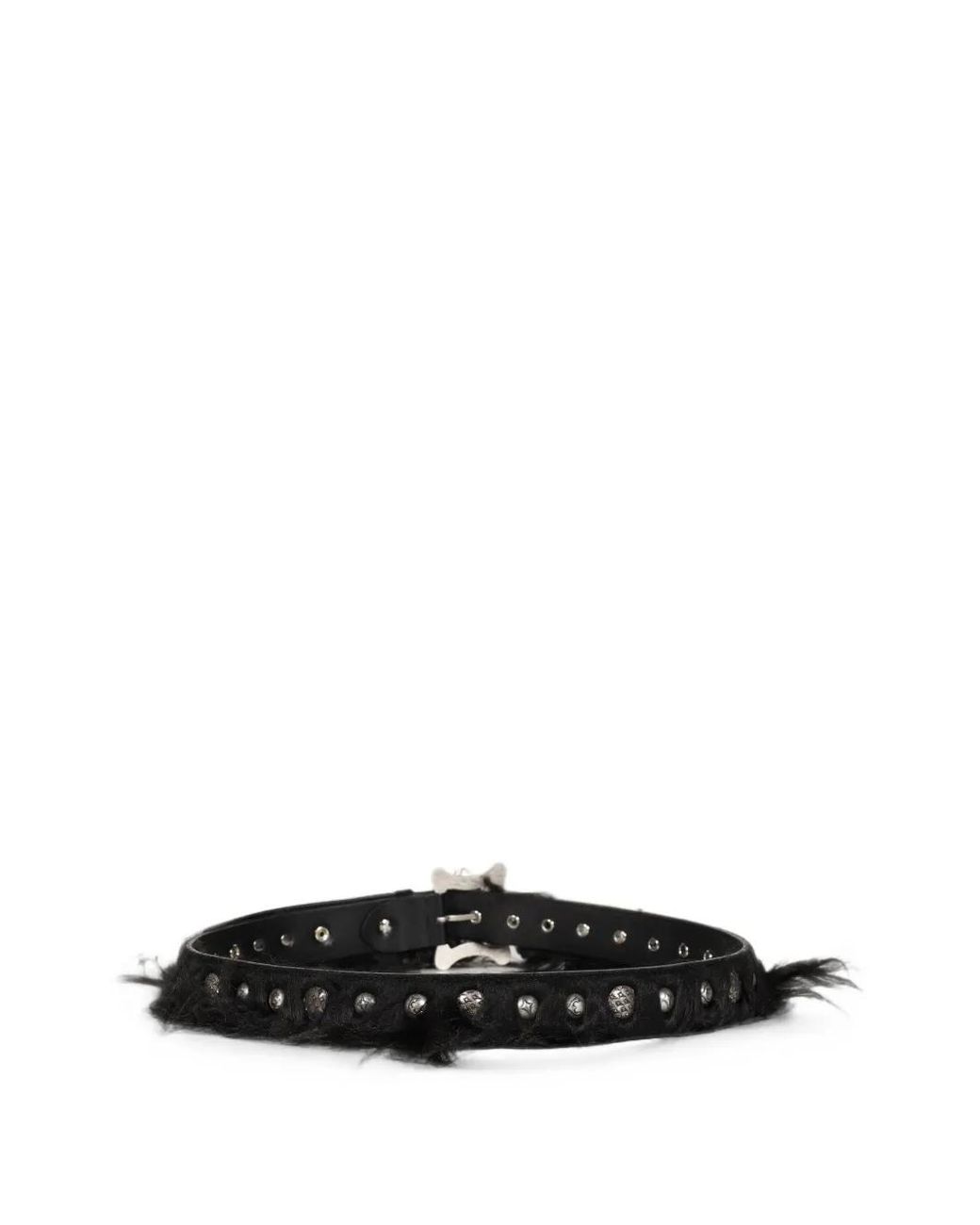 THUG CLUB Black Maine Faux-Fur Studded Belt for men
