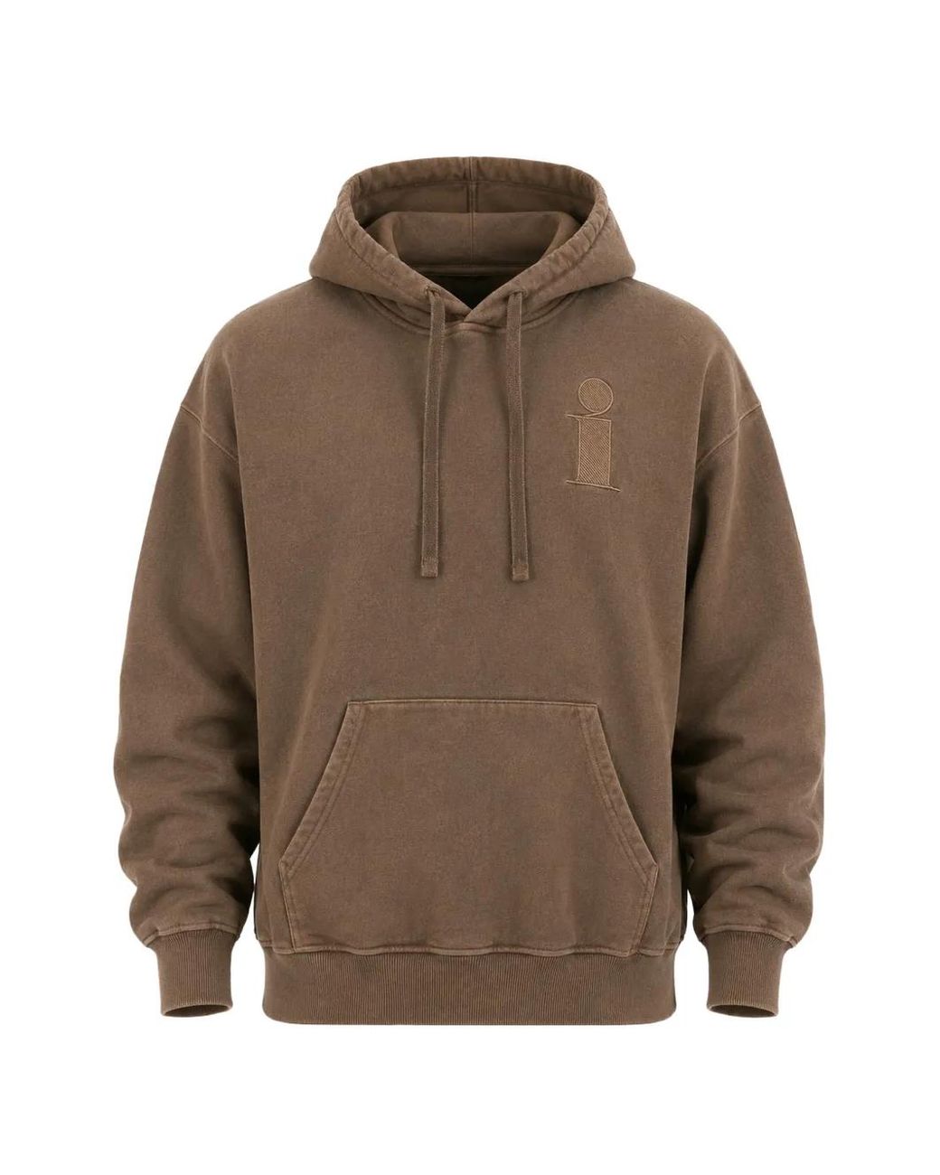 Iuter Brown Logo-Embroidered Acid-Wash Hoodie for men