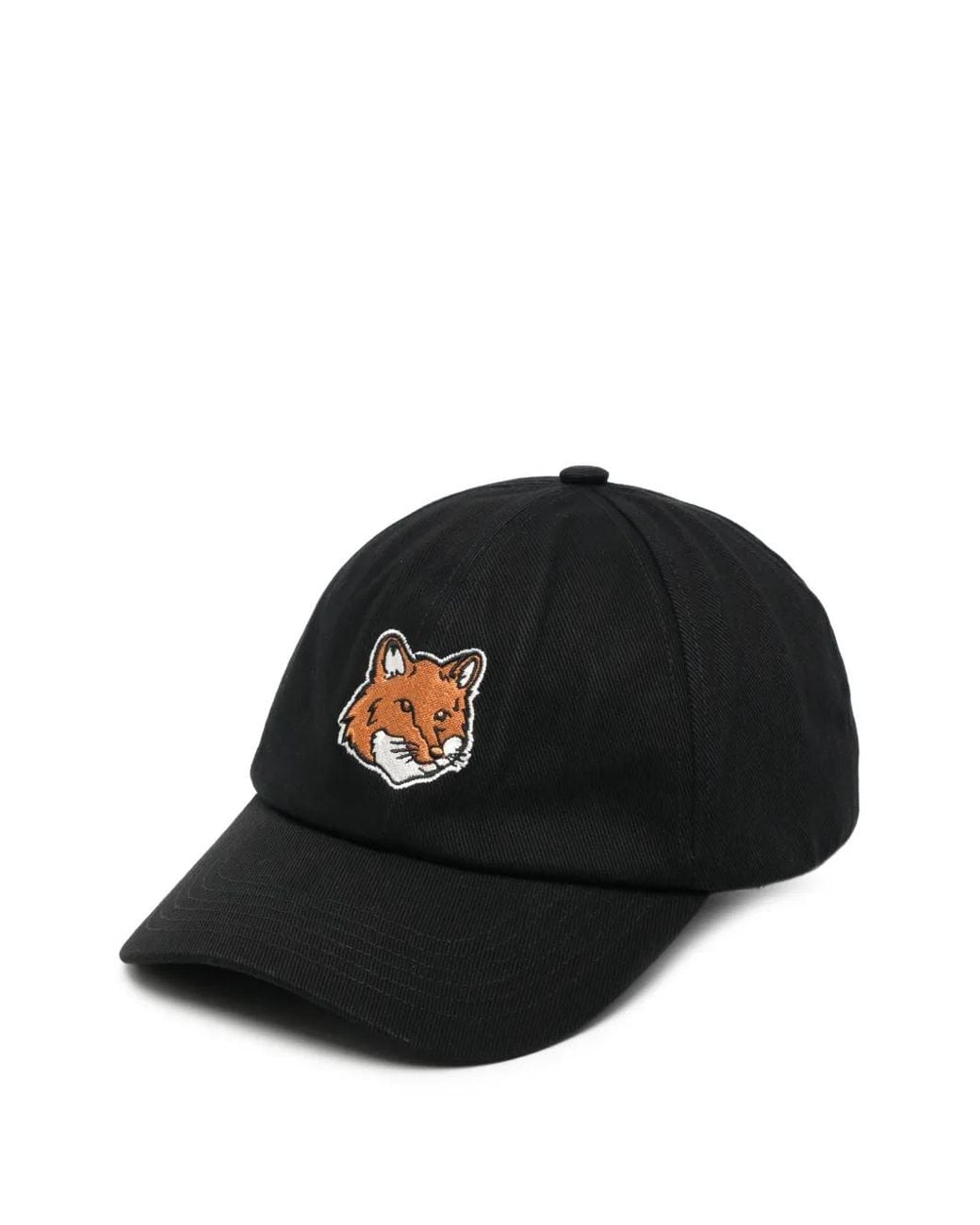 Maison Kitsuné Black Logo-Embroidered Baseball Cap for men