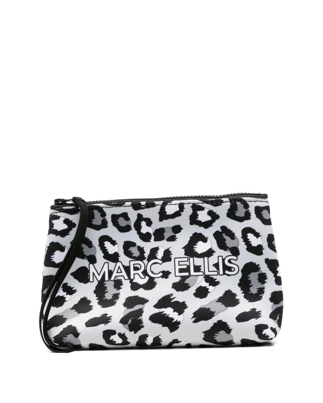 Marc Ellis Black Buby Leopard-Print Clutch Bag