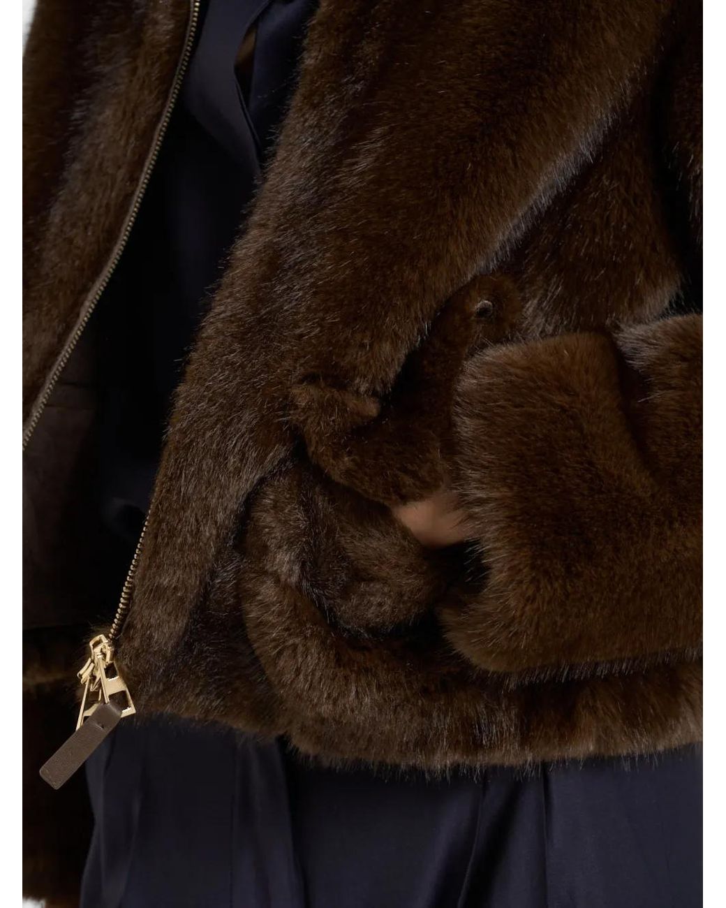 Bully Black Faux-Fur Single-Breasted Coat