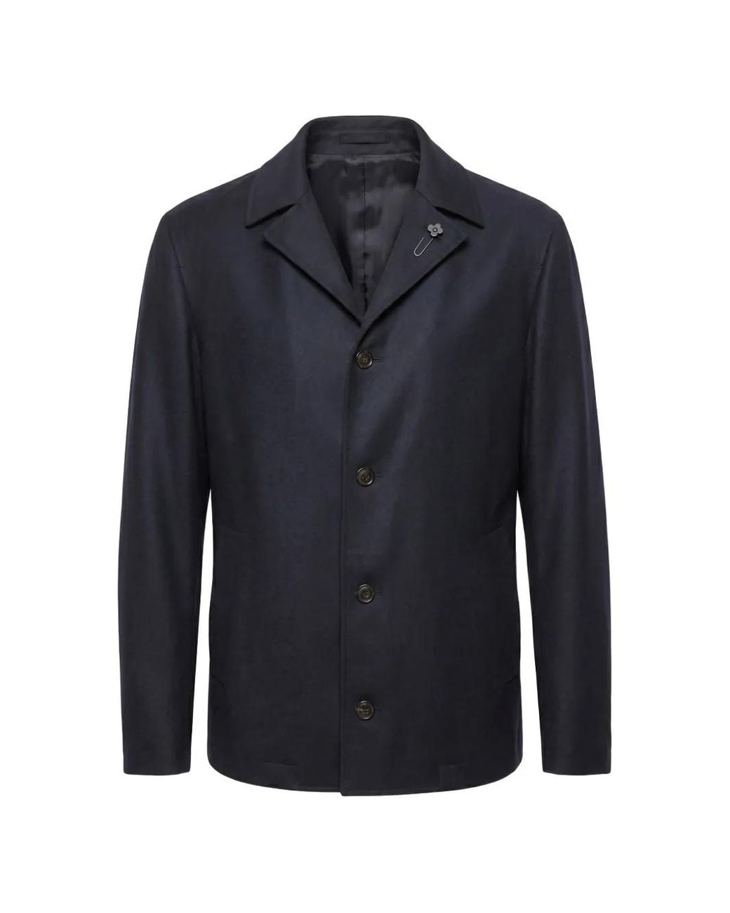 Lardini Blue Flower-Detail Wool Shirt Jacket for men