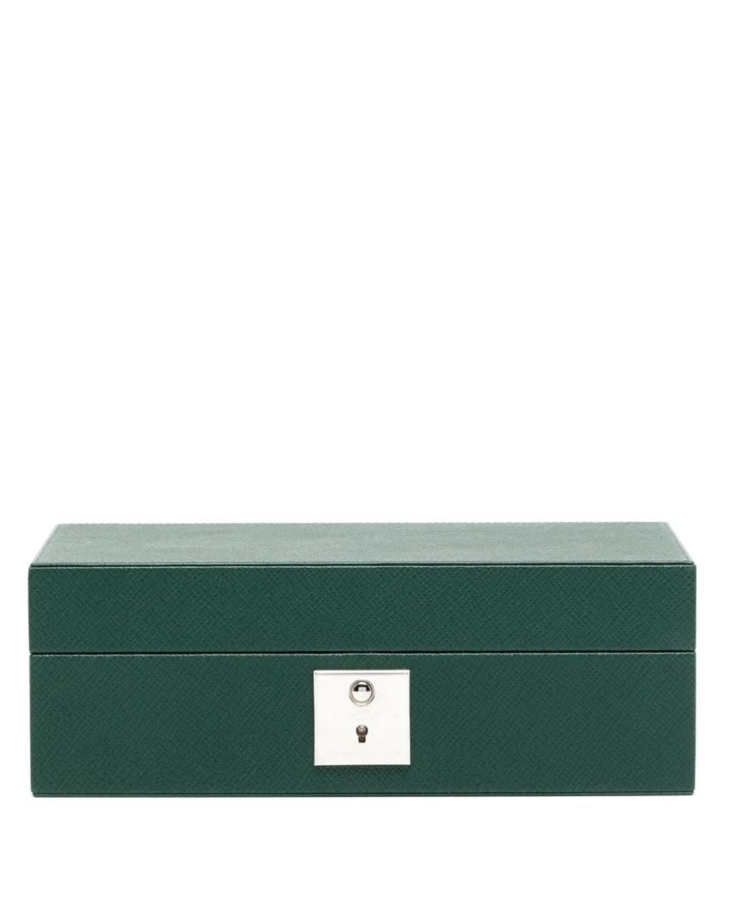 Smythson Green Panama Leather Watch Box for men