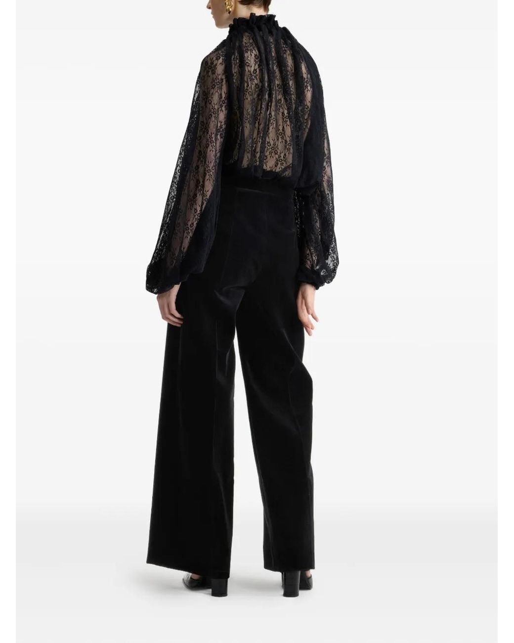 Patou Black Lace Drawstring Top