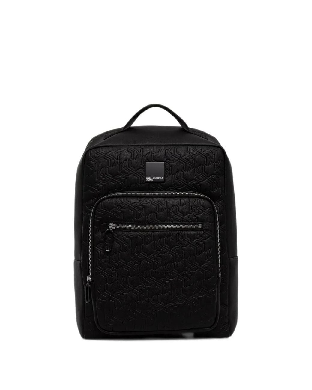Karl Lagerfeld Black Logo-Embossed Monogram Backpack for men