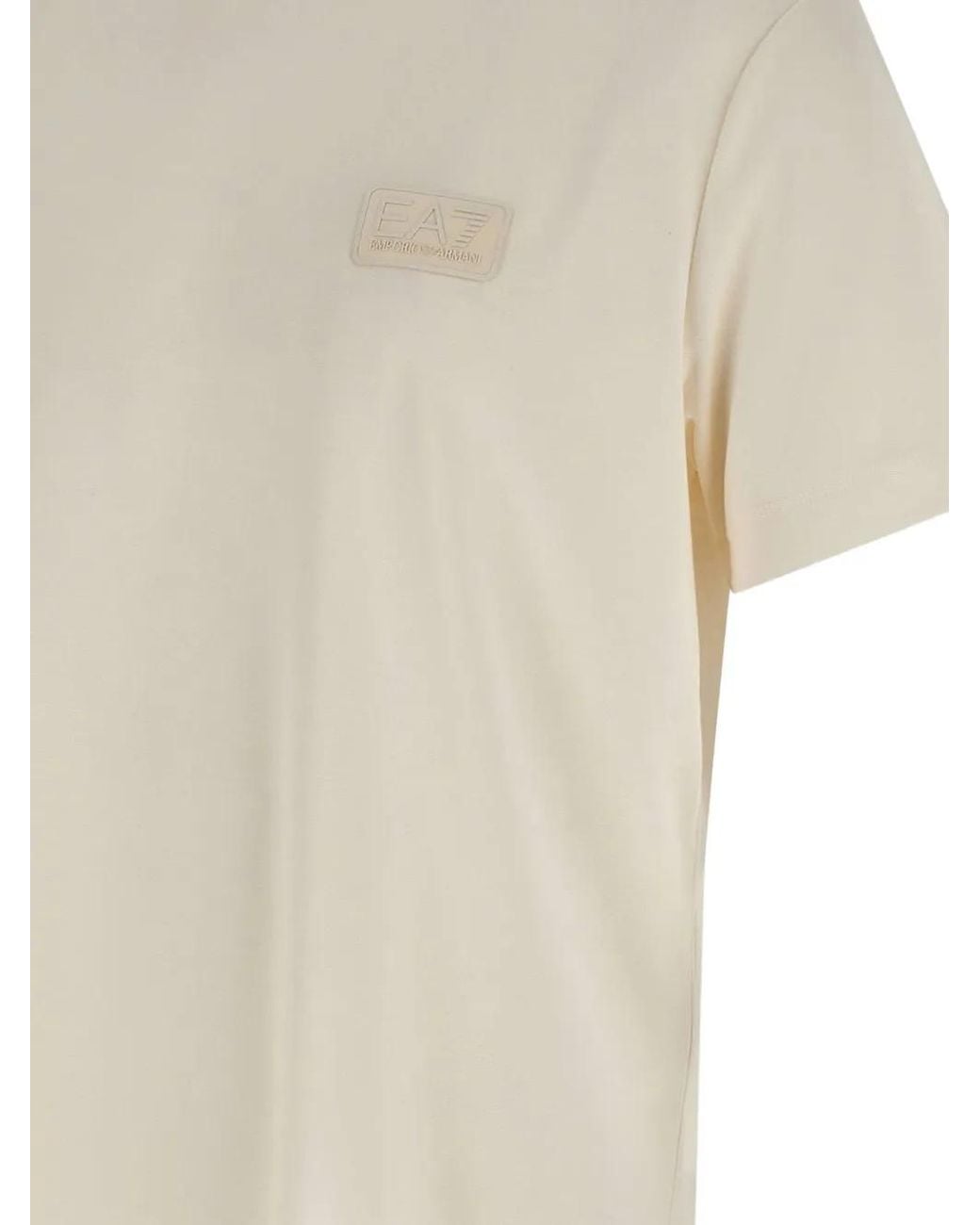 EA7 White Logo-Print Crew-Neck T-Shirt for men