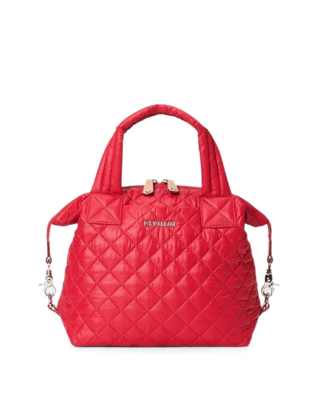MZ Wallace Red Small Sutton Deluxe Quilted Tote Bag