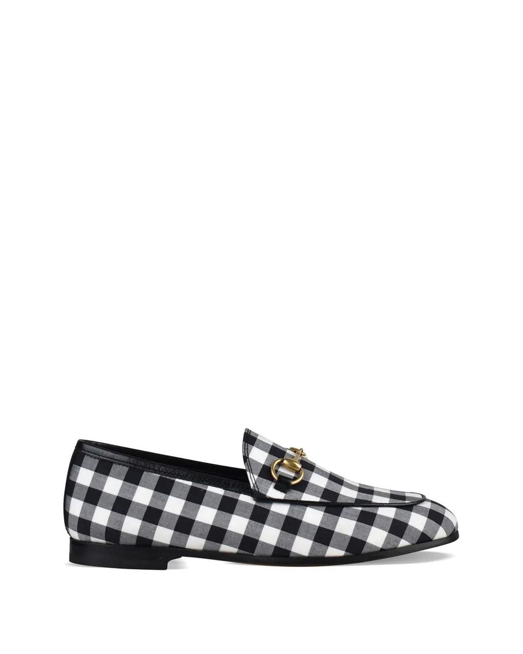 Gucci White Horsebit Gingham Loafers