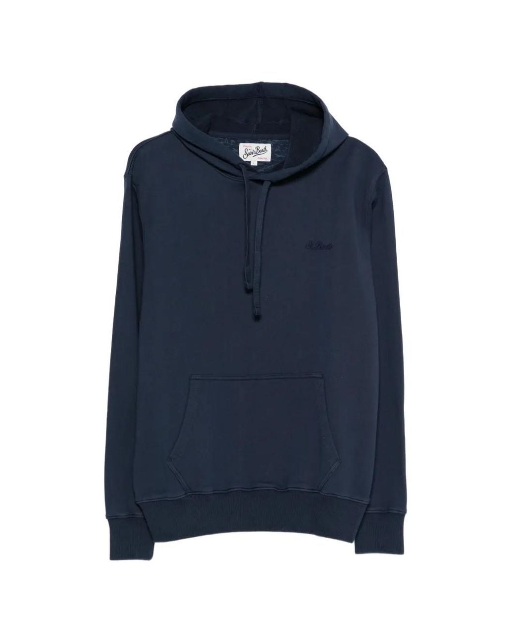 Mc2 Saint Barth Blue Drawstring Embroidered Hoodie for men