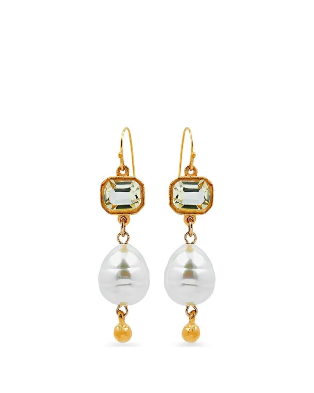 Ben-Amun Metallic Kos Crystal Pearl-Drop Earrings