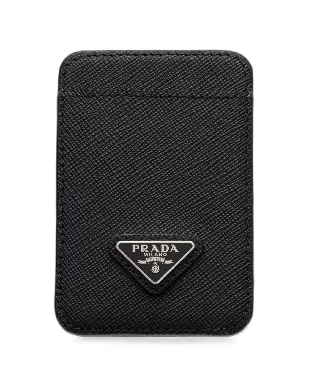 Prada Black Saffiano-Leather Card Holder for men
