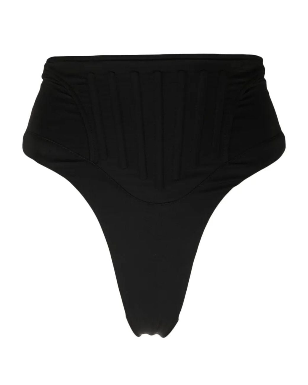 Mugler Black Corset High-Waist Bikini Bottoms