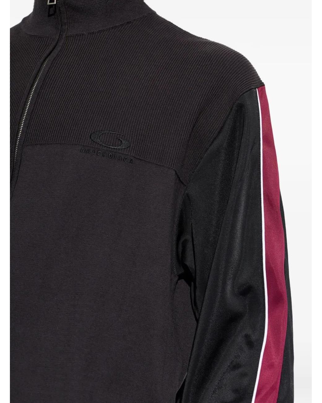 Balenciaga Blue Logo-Embroidered Zip-Up Sweatshirt for men