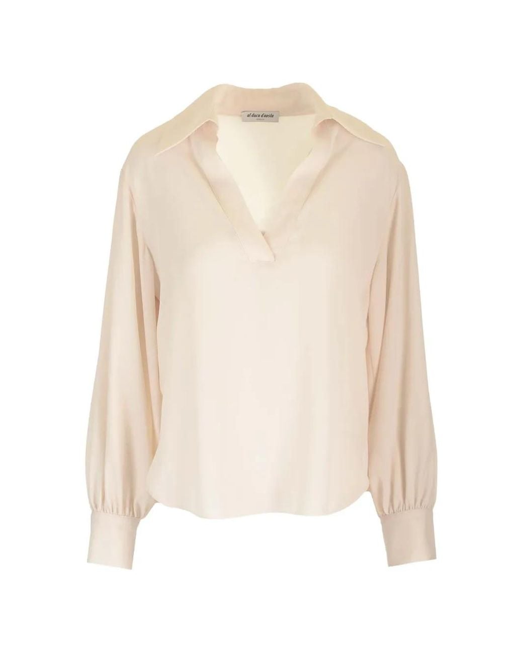 Al Duca D'aosta White Long-Sleeve V-Neck Blouse